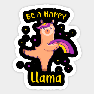 Llama With Rainbow Happy Funny Alpaca Sticker